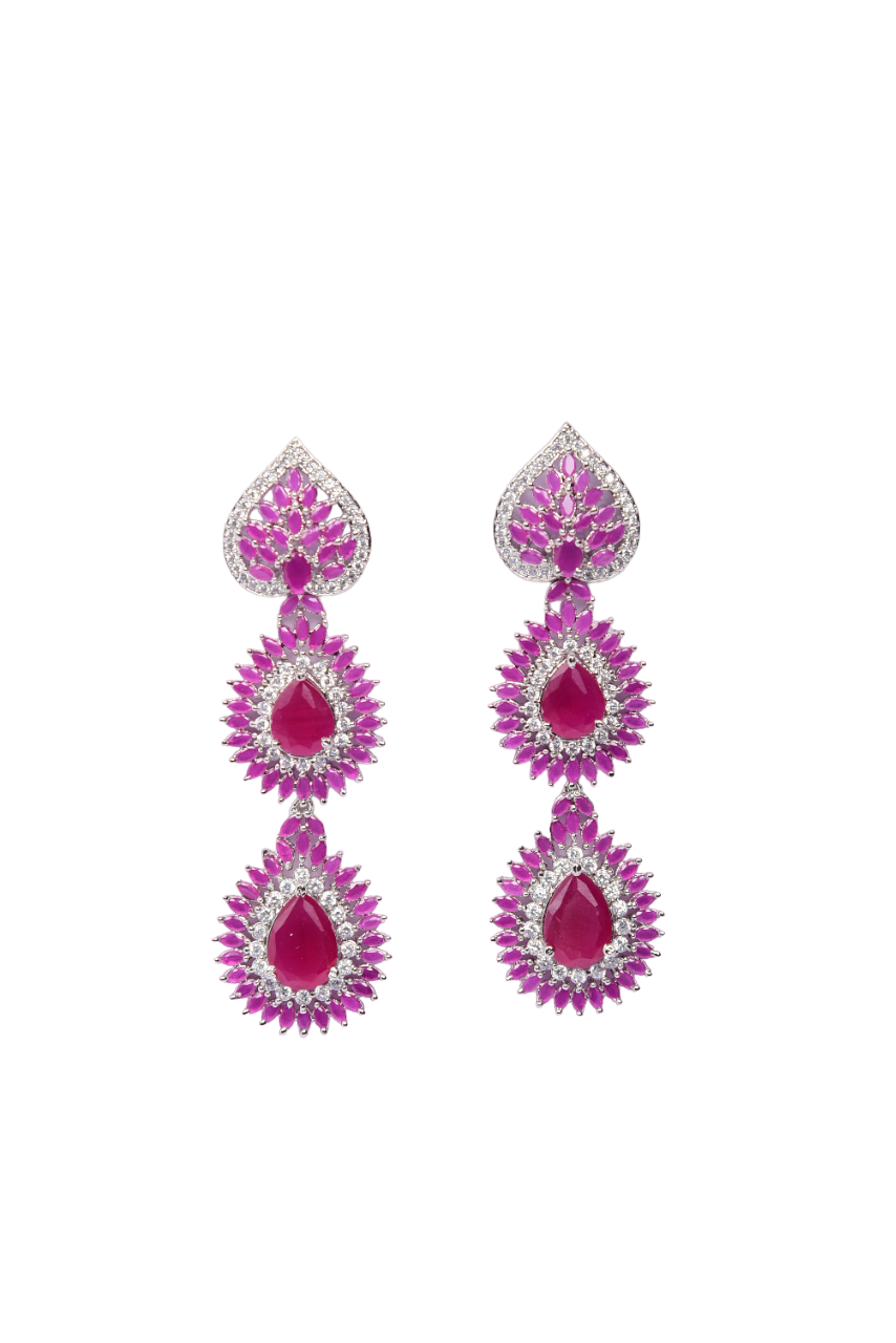 Namokriti Triple Teardrop Black Stone Earrings – Bold & Beautiful